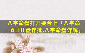 八字命盘打开要合上「八字命 🐞 盘详批,八字命盘详解」